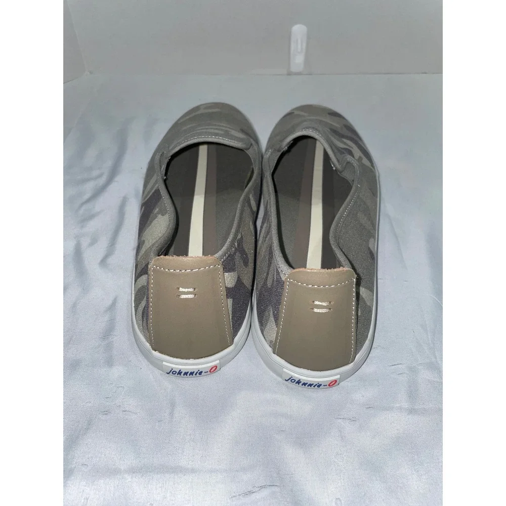Johnnie-O Mens Camo Canvas Slip On Sneakers Grey Olive Camouflage Loafers